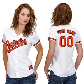 Women's Baltimore Orioles Home White Customized Jersey