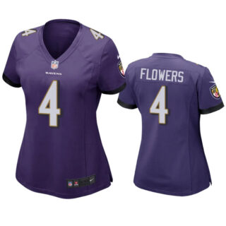 Women's Baltimore Ravens #4 Zay Flowers Purple Football Jersey(Run Small)