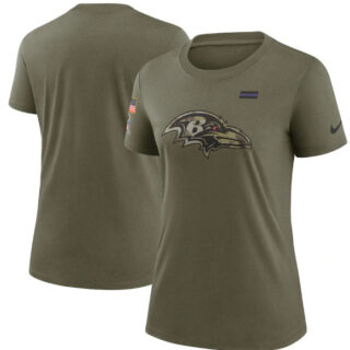Women's Baltimore Ravens Olive 2021 Salute To Service T-Shirt (Run Small)