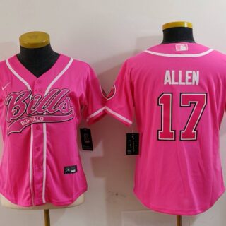 Women's Buffalo Bills #17 Josh Allen Pink Cool Base Stitched Baseball Jerseys