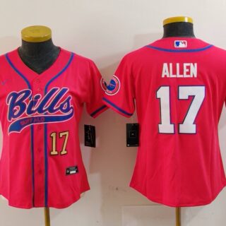 Women's Buffalo Bills #17 Josh Allen Red Cool Base Stitched Baseball Jersey