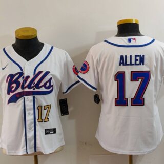 Women's Buffalo Bills #17 Josh Allen White Cool Base Stitched Baseball Jerseys
