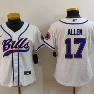 Women's Buffalo Bills #17 Josh Allen White Cool Base Stitched Baseball Jersey