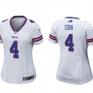 Women's Buffalo Bills #4 James Cook White Stitched Football Jersey(Run Small)