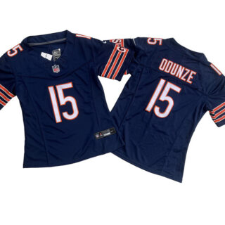 Women's Chicago Bears #15 Rome Odunze Navy 2024 F.U.S.E Draft Vapor Stitched Jersey(Run Small)