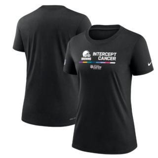 Women's Cleveland Browns 2022 Black Crucial Catch Performance T-Shirt(Run Small)
