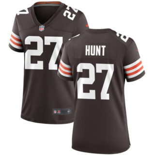 Women's Cleveland Browns #27 Kareem Hunt Brown Stitched Jersey(Run Small)