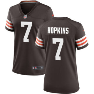 Women's Cleveland Browns #7 Dustin Hopkins Brown Stitched Jersey(Run Small)