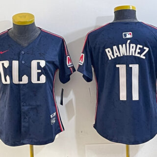 Women's Cleveland Guardians #11 José Ramírez Navy 2024 City Connect Limited Stitched Baseball Jerseys