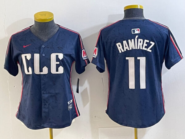 Women's Cleveland Guardians #11 José Ramírez Navy 2024 City Connect Limited Stitched Baseball Jerseys
