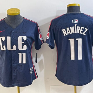 Women's Cleveland Guardians #11 José Ramírez Navy 2024 City Connect Limited Stitched Baseball Jerseys