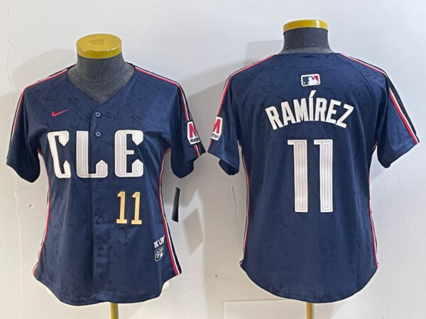 Women's Cleveland Guardians #11 José Ramírez Navy 2024 City Connect Limited Stitched Baseball Jerseys