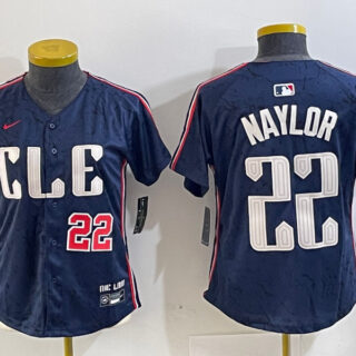 Women's Cleveland Guardians #22 Josh Naylor Navy 2024 City Connect Limited Stitched Jerseys