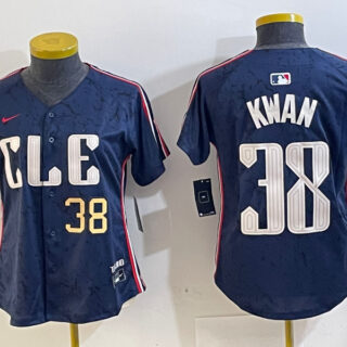 Women's Cleveland Guardians #38 Steven Kwan Navy 2024 City Connect Limited Stitched Jerseys