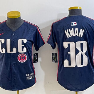 Women's Cleveland Guardians #38 Steven Kwan Navy 2024 City Connect Limited Stitched Jerseys