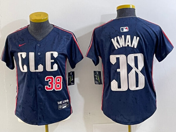 Women's Cleveland Guardians #38 Steven Kwan Navy 2024 City Connect Limited Stitched Jerseys