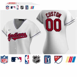 Women's Custom Cleveland Indians 2020 White Home Replica Jersey