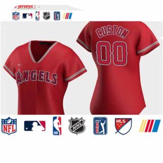 Women's Custom Los Angeles Angels 2020 Red Alternate Replica Jersey