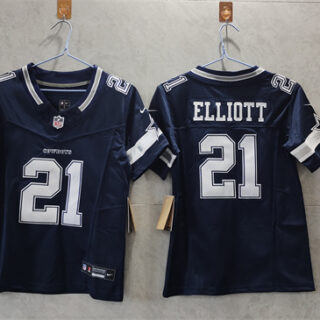 Women's Dallas Cowboys #21 Ezekiel Elliott Navy 2023 F.U.S.E. Limited Stitched Jersey(Run Small)