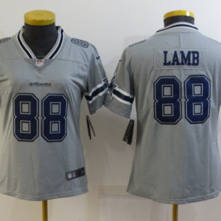 Women's Dallas Cowboys #88 CeeDee Lamb Gray Stitched Jersey(Run Small)