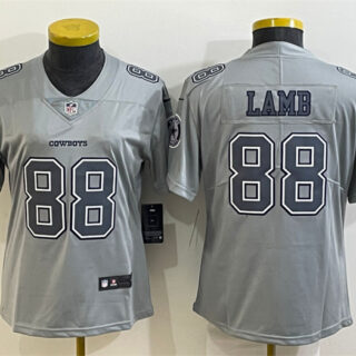 Women's Dallas Cowboys #88 CeeDee Lamb Grey Atmosphere Fashion Stitched Jersey(Run Small)