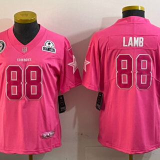 Women's Dallas Cowboys #88 CeeDee Lamb Pink Vapor Untouchable Limited Stitched Football Jersey(Run Small)