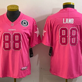 Women's Dallas Cowboys #88 CeeDee Lamb Pink Vapor Untouchable Limited Stitched Football Jersey(Run Small)