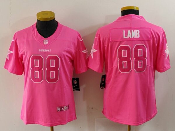 Women's Dallas Cowboys #88 CeeDee Lamb Pink Vapor Untouchable Limited Stitched Jersey(Run Small)