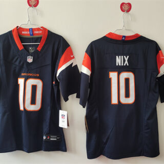 Women's Denver Broncos #10 Bo Nix Navy 2024 F.U.S.E Alternate Stitched Jersey(Run Small)