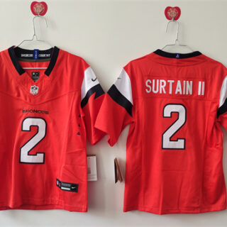 Women's Denver Broncos #2 Pat Surtain II Orange 2024 F.U.S.E Vapor Stitched Jersey(Run Small)