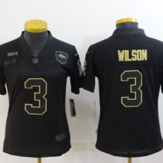 Women's Denver Broncos #3 Russell Wilson Black Salute To Service Limited Stitched Jersey(Run Small)