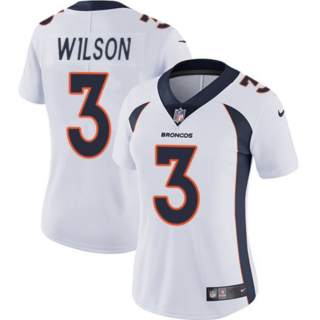 Women's Denver Broncos #3 Russell Wilson White Vapor Limited Stitched Jersey(Run Small)