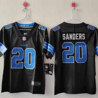 Women's Detroit Lions #20 Barry Sanders Black Vapor Stitched Jersey(Run Smaller)
