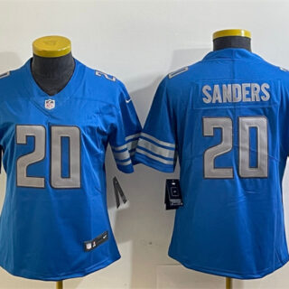 Women's Detroit Lions #20 Barry Sanders Blue Vapor Limited Stitched Football Jersey(Run Smaller)
