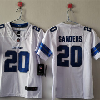 Women's Detroit Lions #20 Barry Sanders White Vapor Stitched Jersey(Run Smaller)