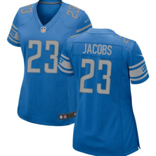 Women's Detroit Lions #23 Jerry Jacobs Blue Stitched Jersey(Run Smaller)
