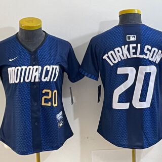 Women's Detroit Tigers #20 Spencer Torkelson 2024 Navy City Connect Cool Base Limited Stitched Baseball Jersey(Run Small)