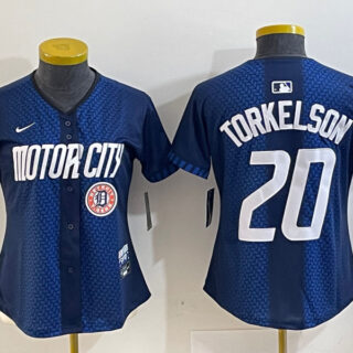Women's Detroit Tigers #20 Spencer Torkelson 2024 Navy City Connect Cool Base Limited Stitched Baseball Jersey(Run Small)
