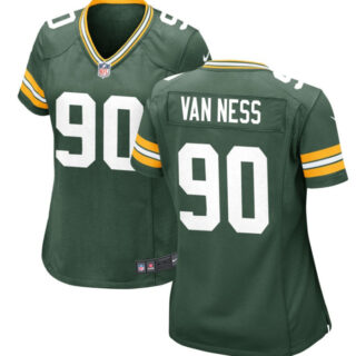 Women's Green Bay Packers #90 Lukas Van Ness Green 2023 Draft Stitched Game Jersey(Run Small)