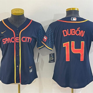 Women's Houston Astros #14 Mauricio Dubón 2022 Navy City Connect Stitched Jersey(Run Small)