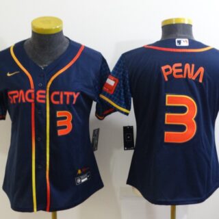 Women's Houston Astros #3 Jeremy Peña 2022 Navy City Connect Stitched Jersey(Run Small)