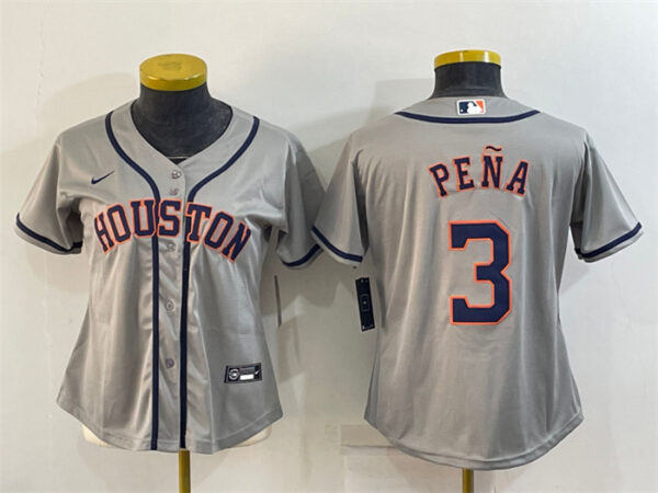 Women's Houston Astros #3 Jeremy Peña Gray Cool Base Stitched Baseball Jersey(Run Small)s
