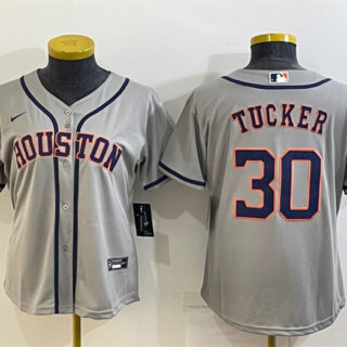 Women's Houston Astros #30 Kyle Tucker Gray Cool Base Stitched Baseball Jerseys(Run Small)
