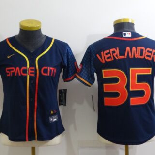 Women's Houston Astros #35 Justin Verlander 2022 Navy City Connect Stitched Jersey(Run Small)