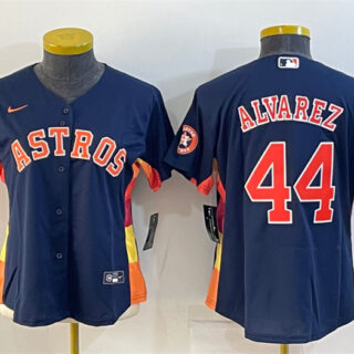 Women's Houston Astros #44 Yordan Alvarez Navy With Patch Cool Base Stitched Baseball Jersey(Run Small)