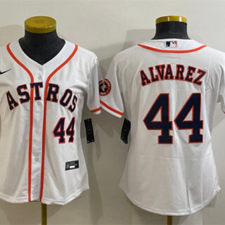 Women's Houston Astros #44 Yordan Alvarez White With Patch Cool Base Stitched Baseball Jersey(Run Small)
