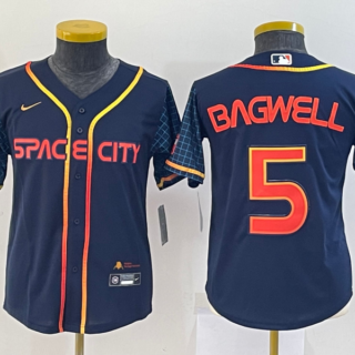 Women's Houston Astros #5 Jeff Bagwell 2022 Navy City Connect Stitched Jersey(Run Small)