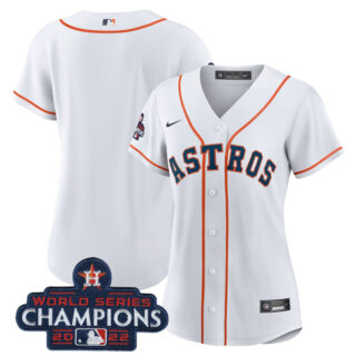 Women's Houston Astros Blank White 2022 World Series Champions Cool Base Stitched Baseball Jersey(Run Small)