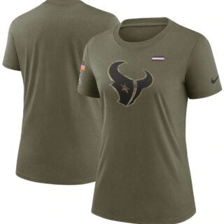 Women's Houston Texans Olive 2021 Salute To Service T-Shirt (Run Small)