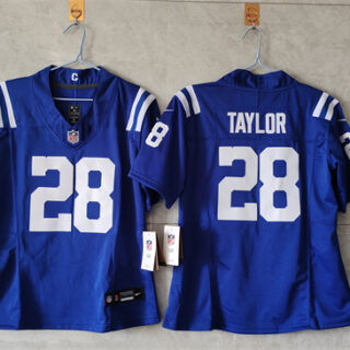 Women's Indianapolis Colts #28 Jonathan Taylor Blue 2024 F.U.S.E. Vapor Stitched Jersey(Run Small)